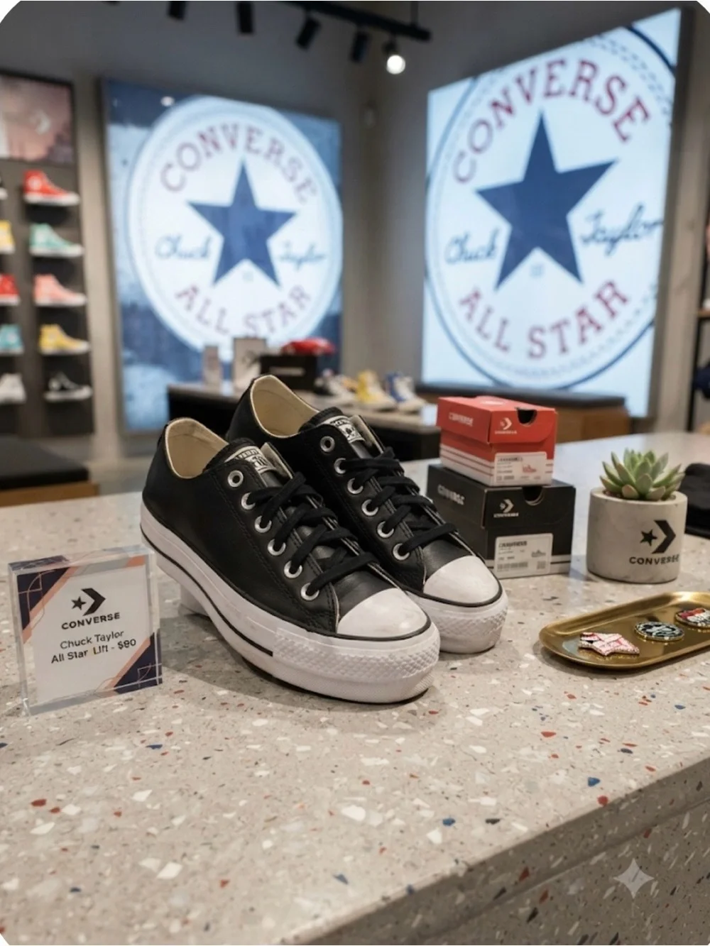 Converse Chuck Taylor All Star Lift Low Top Sneakers in Black Leather